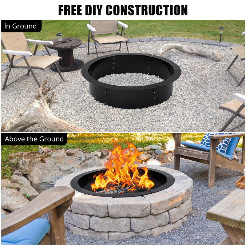 Fire Pit Ring 45-Inch Outer/39-Inch Inner Diameter, 10" H x 39" W x 39" D