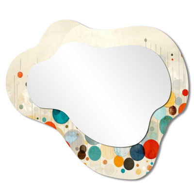 Modern Asymmetrical Wall Mirror – Radiant Echoes of Mid Century Colors, Metal Print