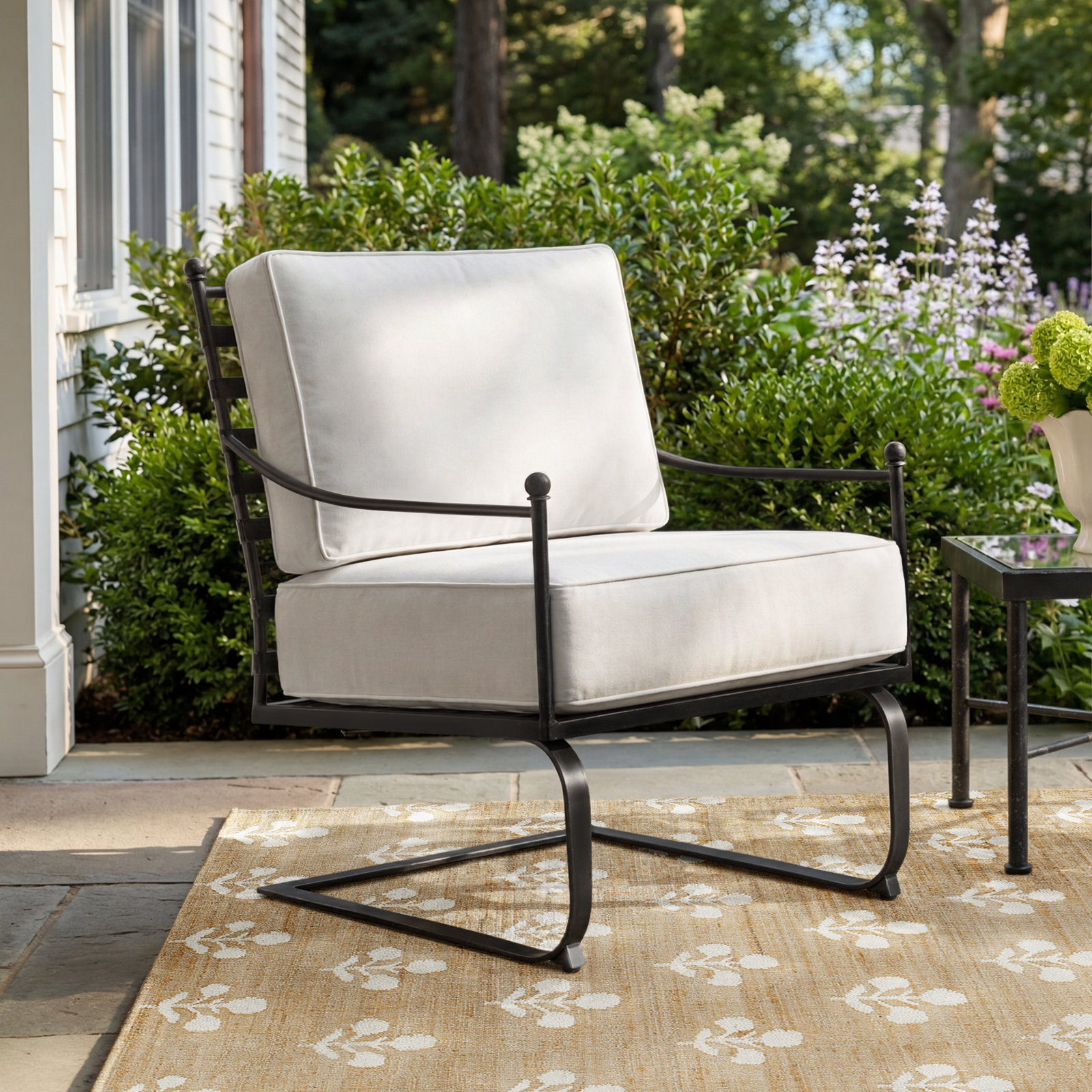Lucier Patio Chair with SunbCushions, Canvas Flax Sunbrella® Canvas