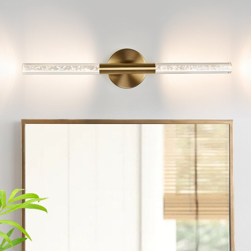 2-Light Dimmable Bathroom LED vanity light, Brushed Brass, 24" Width, 1
