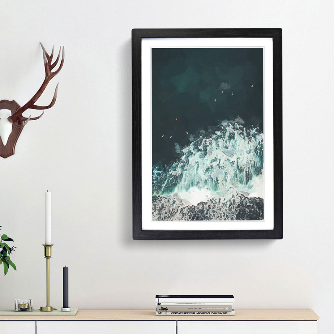 Surfers Waiting for Waves in Bali in Abstract - Picture Frame Graphic Art Print