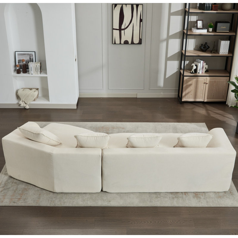 Canapé modulaire avec repose-pieds amovible, Blanc