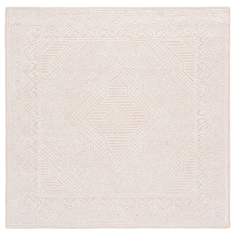 Abstract 777 Hand Tufted Wool Pile Geometric Rug, Square 6'