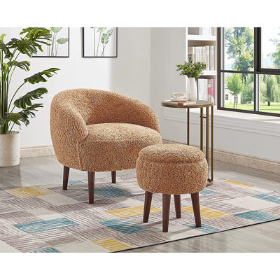Ensemble de fauteuil d'appoint / repose-pieds en peluche 28 po Modern