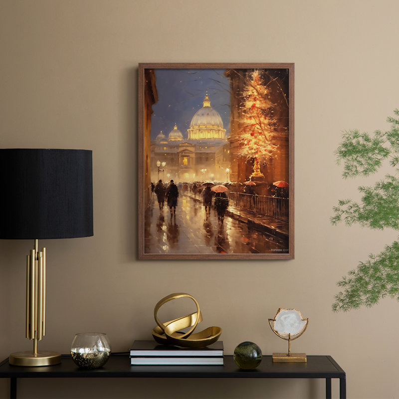 «Christmas Holiday Art DCC XXXVI», reproduction d'art encadrée - bois massif, Noyer, H 30 po x l 24 po
