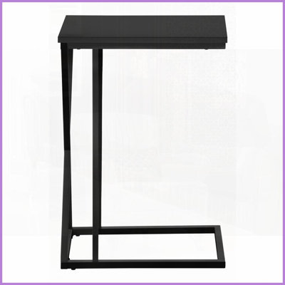 Table basse en forme de C contemporaine peu encombrante - stratifié noir & amp; Métal pour utilisation sur le côté du canapé / collation