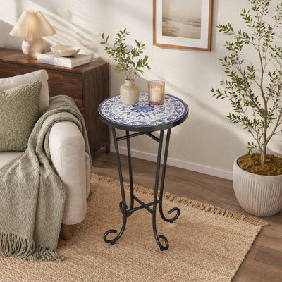 Table d'appoint de patio en acier thermolaqué