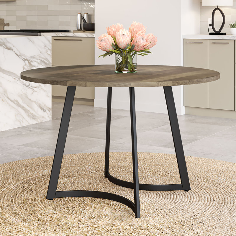 Zerrin Round 48'' Solid Wood Dining Table, Beige