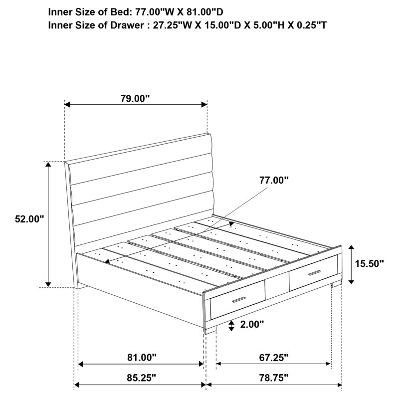 Lit avec très grand lit Felicity Eastern, Très grand