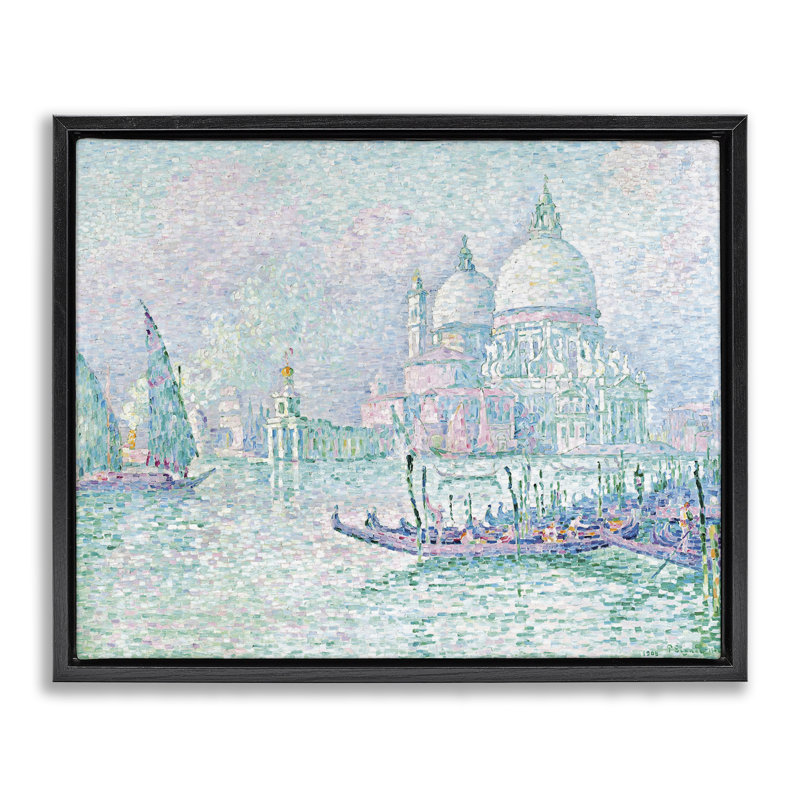 "Classic Venice Signac", peinture encadrée dorée sur toile par one1000paintings, Cadre flottant noir de jais