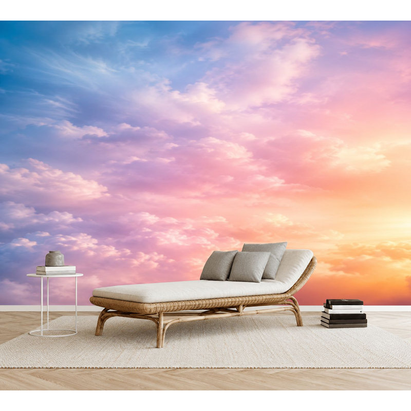 Papier peint adhésif auto-adhésif à motif de nuages arc-en-ciel amovible pour salon Chambre H 69 po x l 96 po, 69" L x 96" W