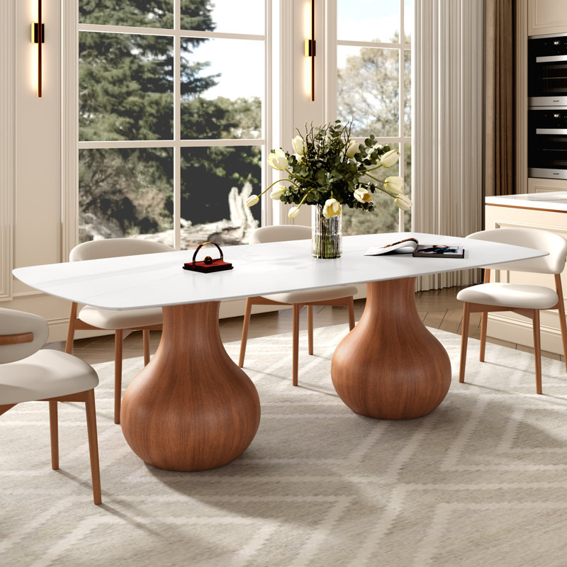 Grand ensemble de salle à manger 10 personnes 93,7 po, Ambre / noyer rouge, 11 Pieces: Table, 10 Chairs, Red Walnut