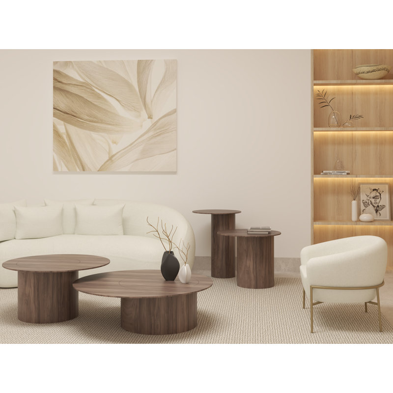 Cilíndrica Round Coffee Table, 11.81" H x 39.37" L x 39.37" W, American Walnut