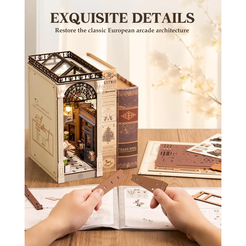 Arcade Dating Booknook With Dust Cover DIY Miniature Dolls House Kit 3D Wooden Puzzle Bookend Bookshelf Decor Gift