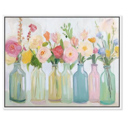 Art floral sur toile en bouteille