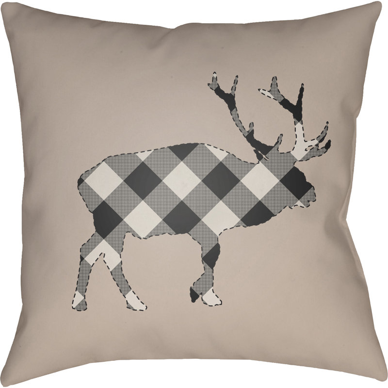 Buffalo Indoor/Outdoor Throw Pillow, 18" H x 18" W x 4" D, Red/Black