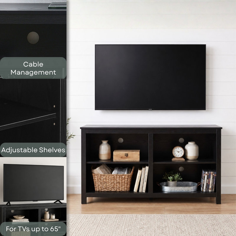 Biruta TV Stand for TVs up to 65" with Shelves, Black