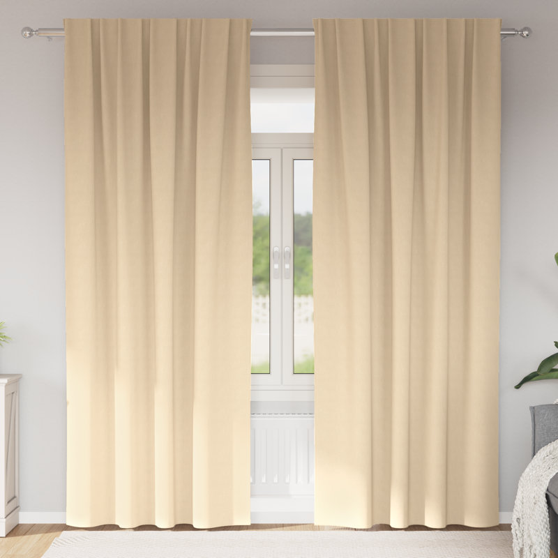 Curtains With Curtains 2 Pcs Polyester, Cream, 140cm Width x 245cm Drop