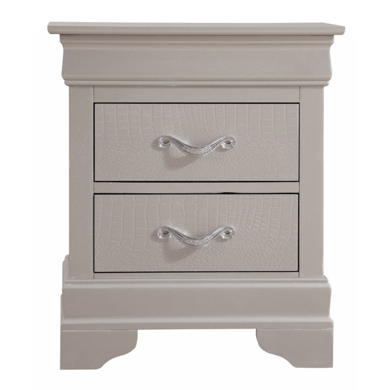 Table de chevet 2 tiroirs Aaleiyah, Gris 1
