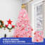 Arbre de Noël artificiel rose 6 pi / 7,5 pi, arbre de Noël unique, arbre élégant avec lumières préinstallées-1482674339