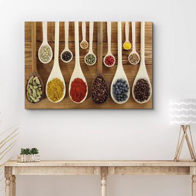 Kitchen Food " Variety Of Whole & Crushed Seasonings On Wood Table Fruit "