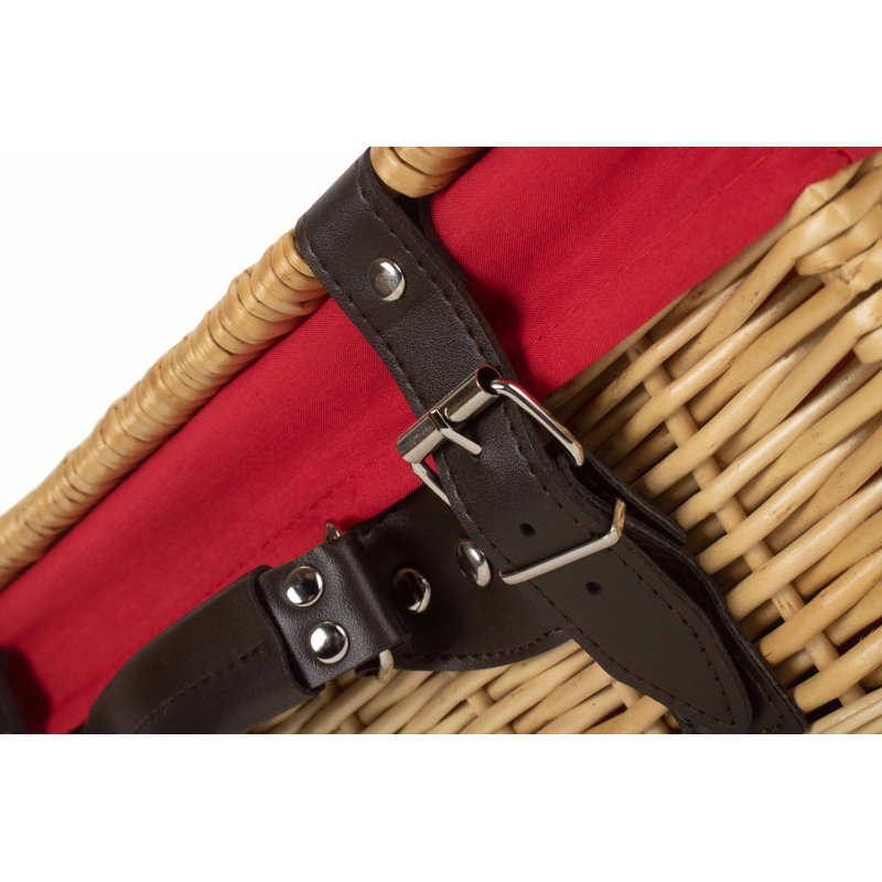 Wicker Basket with Lining, Buff Hamper/Red Lining