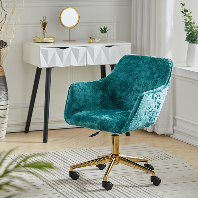 Etta Avenue Aeliana Velvet Office Chair, Light Green