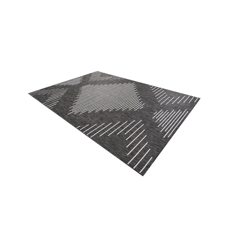 Tapis rayé intérieur / extérieur en polypropylène tissé à la machine, Rectangle 3 pi 1 po x 5 pi 3 po