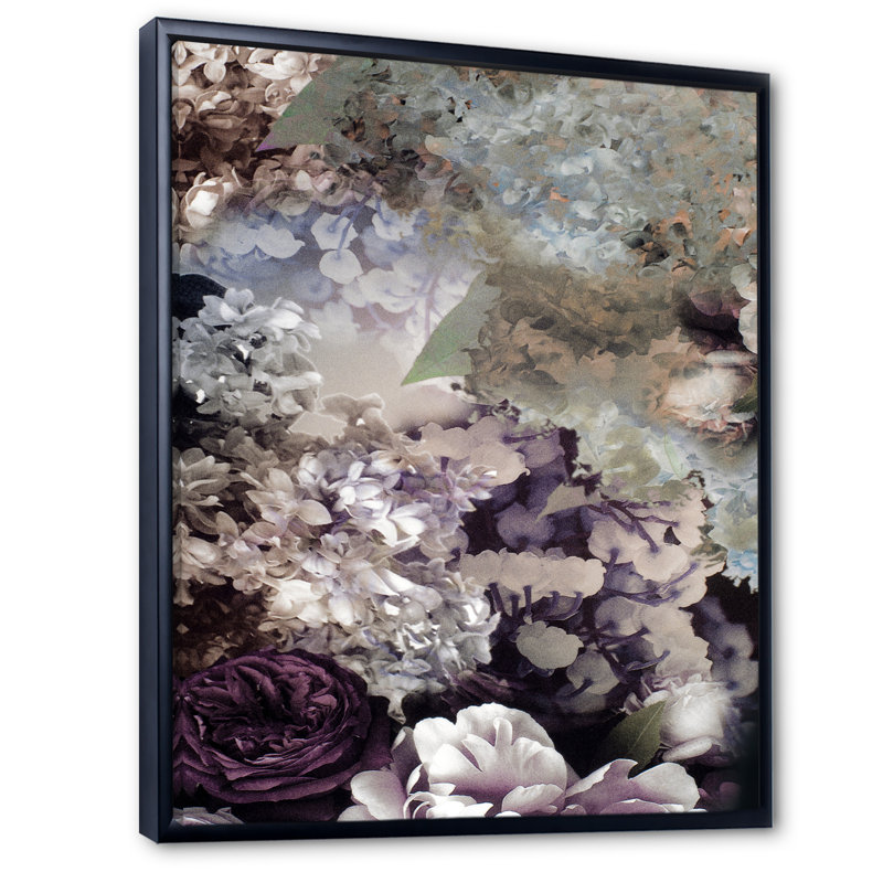 Tissu grung rose pâle en soie - reproduction sur toile, H 32 po x l 16 po, Cadre flottant noir