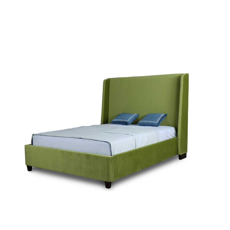 Lit plateforme tapissier en velours parlay moderne vert, Vert pin, Double