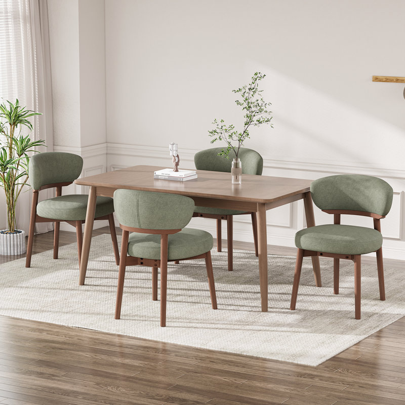 Chaise rembourrée en bois massif, Vert