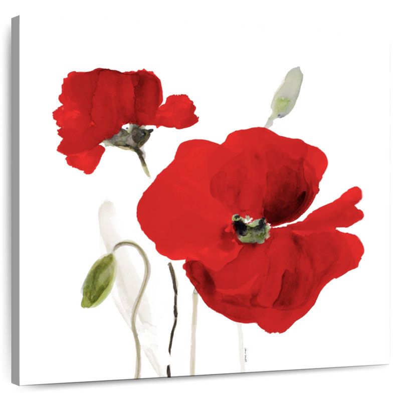 Harnek All Red Poppies I, 24" H x 24" W