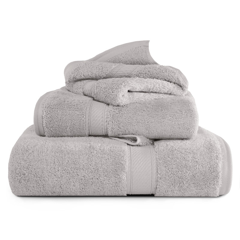Scotia Egyptian Cotton Bath Towel Set, Silver, 3Pc Towel Set  (1Bath, 1Hand, 1Face)