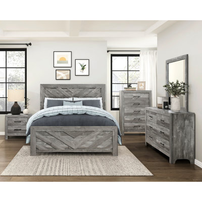 Structure de lit simple moderne brun rustique pour chambre à coucher, bois d'ingénierie et bois, comprend une tête de lit, des rails, un sommier tapissier requis