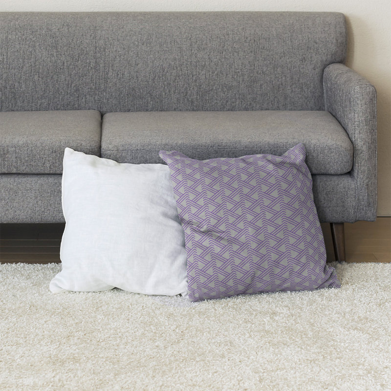 Coussin de sol zig zag classique, 36 po x 36 po, Gris / Mauve
