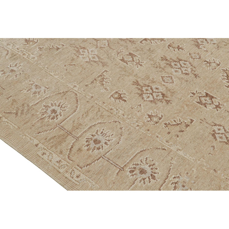 Oushak Hand Knotted Silk Floral Area Rug, Rectangle 8' x 10'