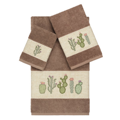Mila 100% Turkish Cotton Embellished 3 Piece Towel Set