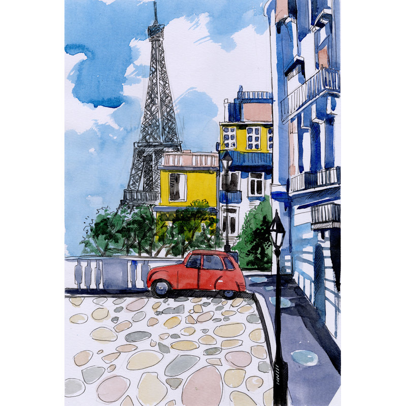 Paris Road - Wrapped Canvas Painting, 30cm H x 20cm W x 3.8cm D