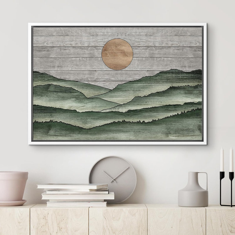 Reproduction d'art sur toile Western, Cadre flottant blanc, H 16 po x l 24 po x P 1,5 po