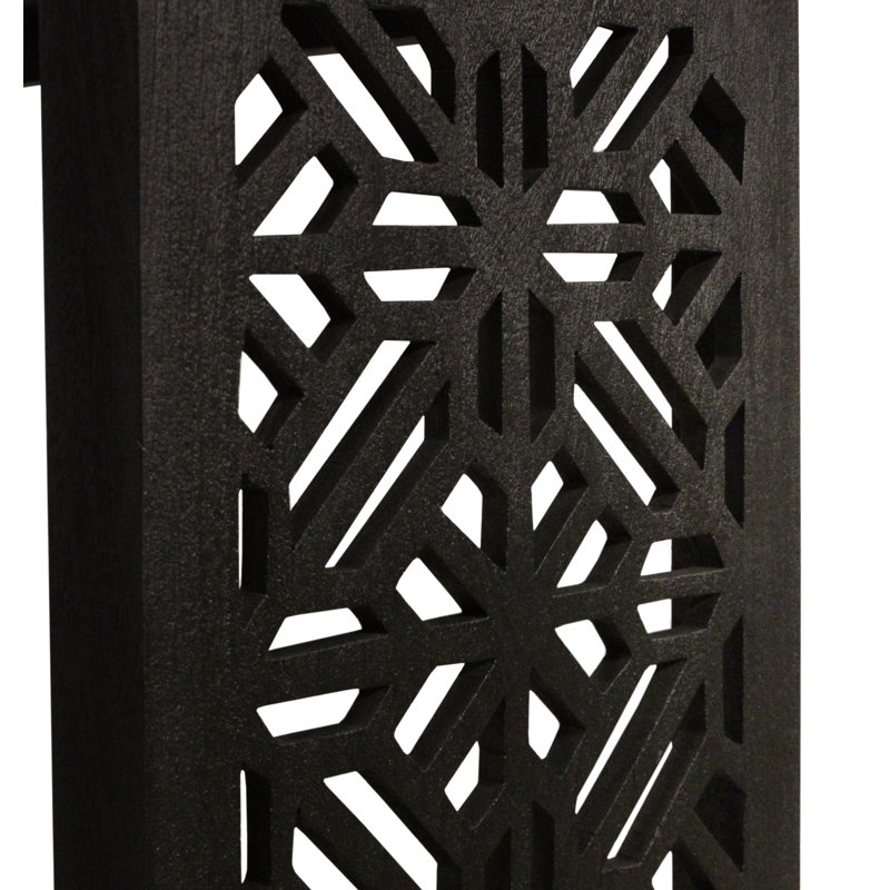 Tazmyn Console Table In Modern Charcoal Finish On Hand Carved Solid Wood