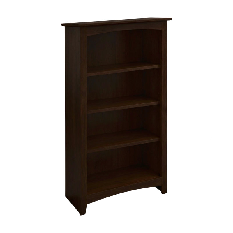 Malani 36" H Solid Wood Classic Bookcase, Coffee, (4 Shelves) 48"H x 25.75"W x 12.875"D