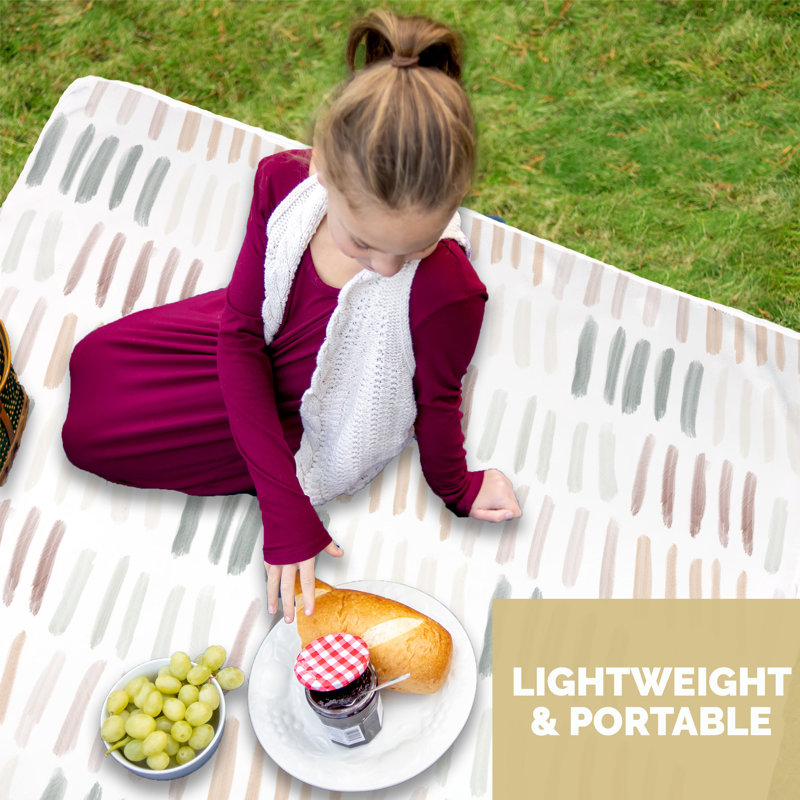 JumpOff Jo - Tapis pour bébé sous une chaise haute, - Tapis de sol pour bébé lavable et imperméable pour table de jeu et de salle à manger de style artisanal, tissu réutilisable 51 po x 51 po - tirets