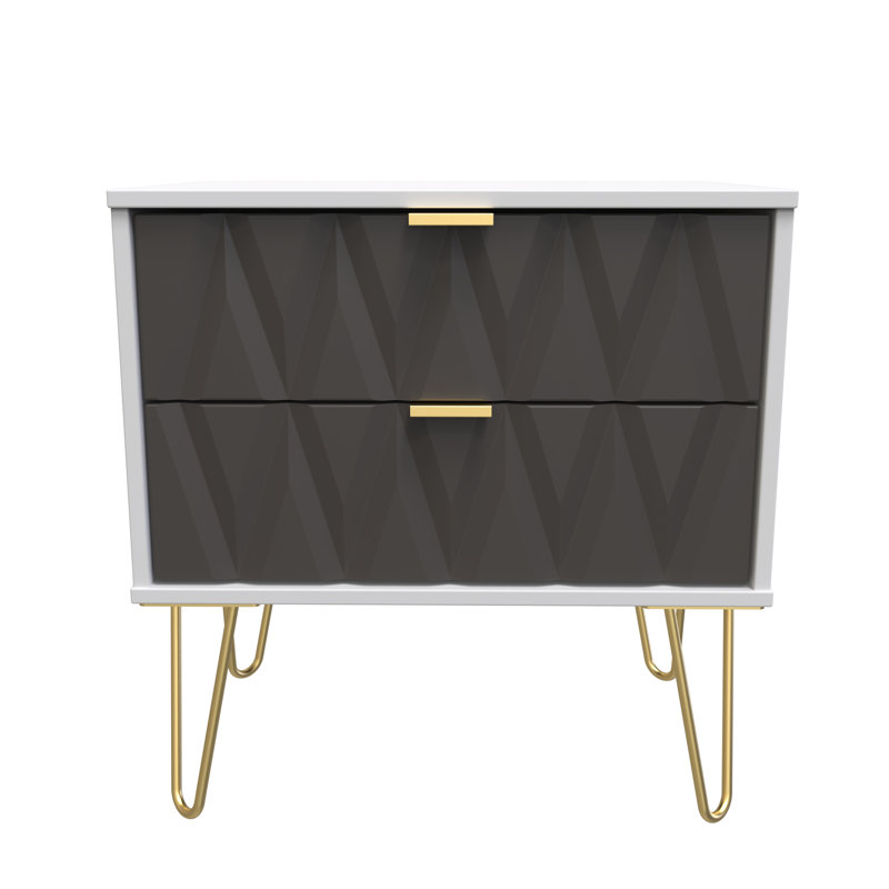 Baturhan 2 Drawer Midi Chest (Ready Assembled), Graphite/Grey