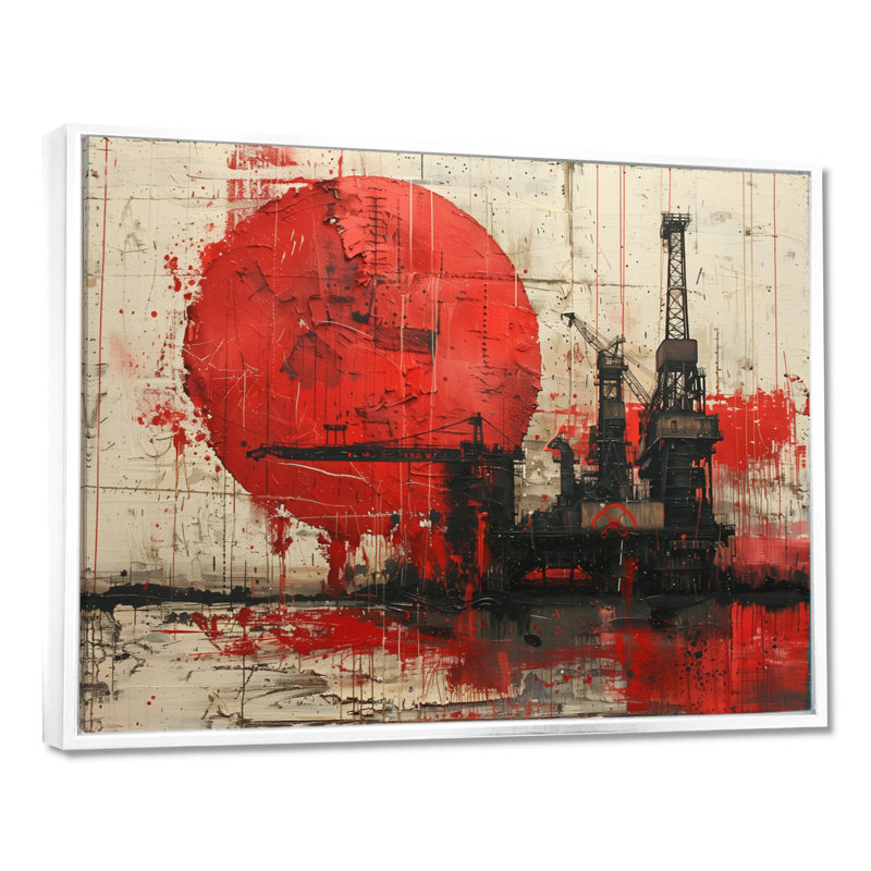 Impression d'art mural rouge noir et pétrochimie, Toile encadrée flottée blanche, H 12 po x l 20 po x P 1 po