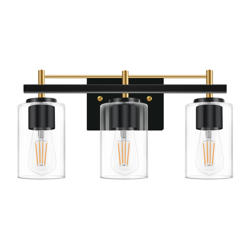 Luminaires de salle de bain: lampe de salle de bain 3 lumières sur miroir avec abat-jour en verre transparent, lampe murale pour miroir