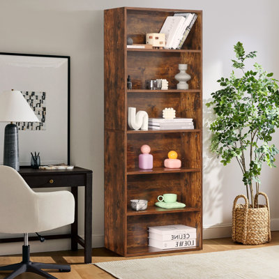 63'' H Rectangular Freestanding Adjustable and Anti-tip 6-Tier Bookcase
