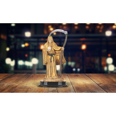 5"H Gold Santa Muerte Holding Scythe Figurine