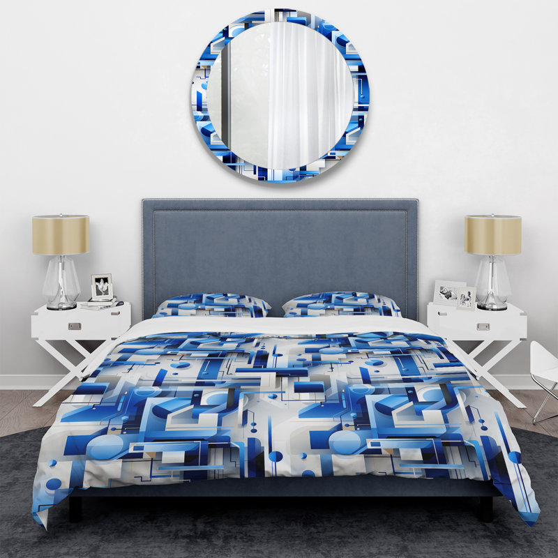Ensemble de housse de couette géométrique Andreal, Housse de couette pour grand lit et 2 taies décor