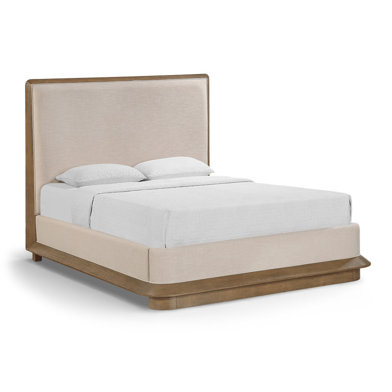 Lit tapissier en tissu Yulia, Brun, Grand lit