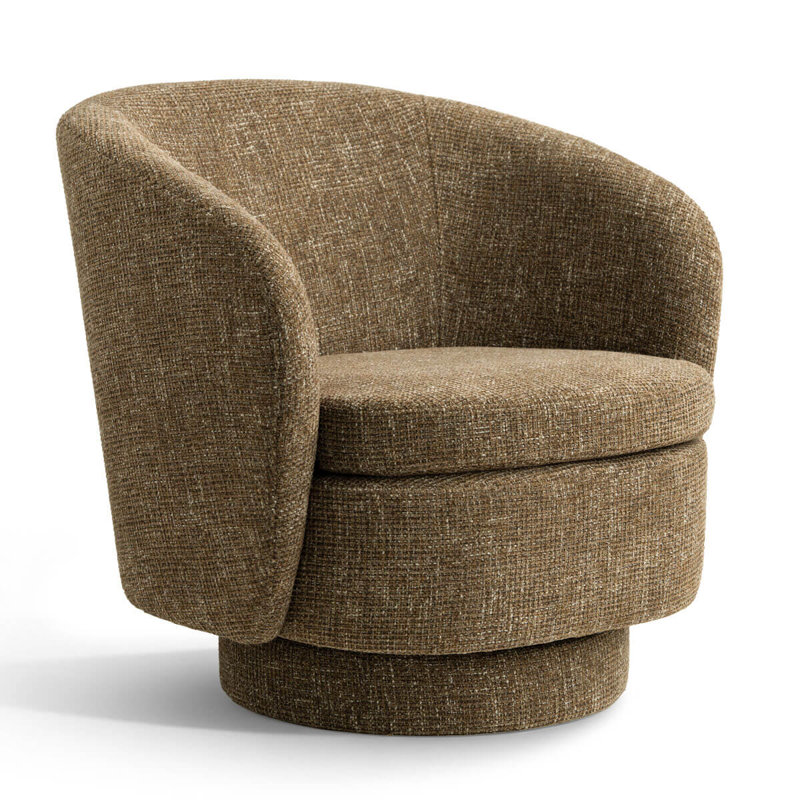 Fauteuil d'appoint pivotant à 360 degrés Tweed, Marron foncé